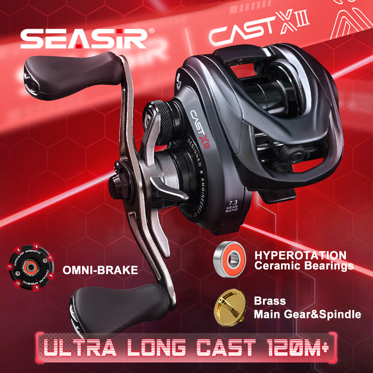 Abu Garcia Reel Max - بكرة صيد SEASIR CAST-X3 للرمي البعيد،